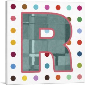 Fun Polka Dots Letter R-1-Panel-26x26x.75 Thick