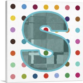 Fun Polka Dots Letter S-1-Panel-12x12x1.5 Thick