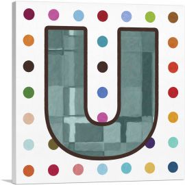 Fun Polka Dots Letter U-1-Panel-18x18x1.5 Thick