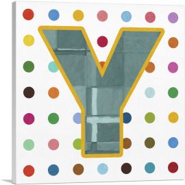 Fun Polka Dots Letter Y-1-Panel-26x26x.75 Thick