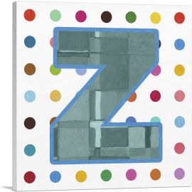 Fun Polka Dots Letter Z-1-Panel-36x36x1.5 Thick