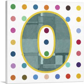 Fun Polka Dots Number 0 Zero Numeral-1-Panel-12x12x1.5 Thick