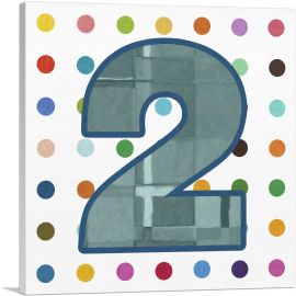 Fun Polka Dots Number 2 Two Numeral-1-Panel-12x12x1.5 Thick
