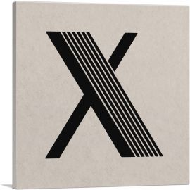 Beige Black Line Alphabet Letter X-1-Panel-36x36x1.5 Thick