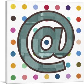 Fun Polka Dots At Sign Symbol-1-Panel-26x26x.75 Thick