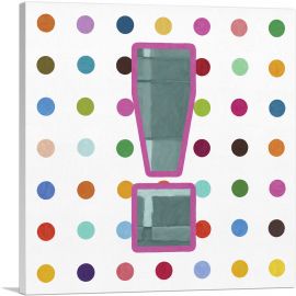 Fun Polka Dots Exclamation Point Mark sign-1-Panel-26x26x.75 Thick