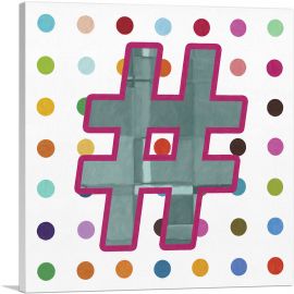 Fun Polka Dots Number Sign Hash Tag Pound-1-Panel-18x18x1.5 Thick