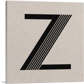 Beige Black Line Alphabet Letter Z-1-Panel-26x26x.75 Thick