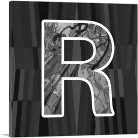 Modern Black White Alphabet Letter R