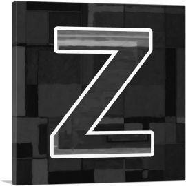 Modern Black White Alphabet Letter Z-1-Panel-12x12x1.5 Thick