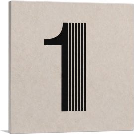 Beige Black Line Alphabet Number 1 One Numeral-1-Panel-36x36x1.5 Thick