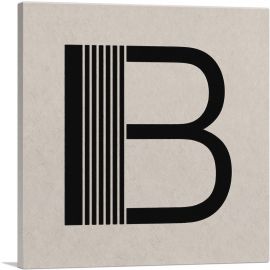 Beige Black Line Alphabet Letter B-1-Panel-12x12x1.5 Thick