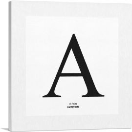 Modern Black and White Gray Serif Alphabet Letter A-1-Panel-26x26x.75 Thick