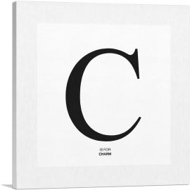 Modern Black and White Gray Serif Alphabet Letter C