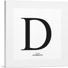 Modern Black and White Gray Serif Alphabet Letter D-1-Panel-12x12x1.5 Thick