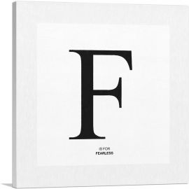 Modern Black and White Gray Serif Alphabet Letter F-1-Panel-36x36x1.5 Thick