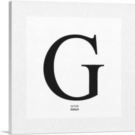 Modern Black and White Gray Serif Alphabet Letter G-1-Panel-36x36x1.5 Thick