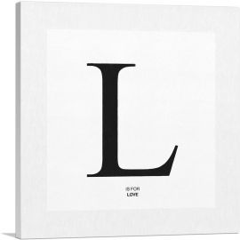 Modern Black and White Gray Serif Alphabet Letter L-1-Panel-36x36x1.5 Thick