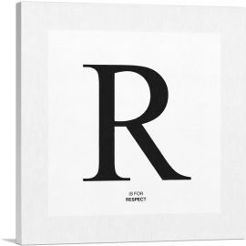 Modern Black and White Gray Serif Alphabet Letter R-1-Panel-26x26x.75 Thick