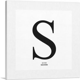 Modern Black and White Gray Serif Alphabet Letter S-1-Panel-18x18x1.5 Thick
