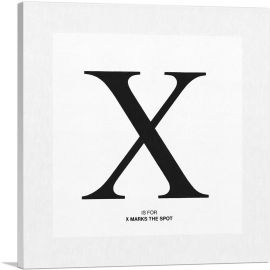 Modern Black and White Gray Serif Alphabet Letter X-1-Panel-18x18x1.5 Thick
