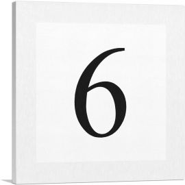 Modern Black and White Gray Serif Alphabet Number 6 Six Numeral-1-Panel-26x26x.75 Thick