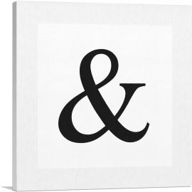 Modern Black and White Gray Serif Alphabet And Sign Symbol-1-Panel-36x36x1.5 Thick