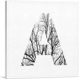 Tree Branches Alphabet Letter A-1-Panel-26x26x.75 Thick