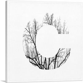 Tree Branches Alphabet Letter C-1-Panel-12x12x1.5 Thick