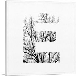 Tree Branches Alphabet Letter E-1-Panel-12x12x1.5 Thick