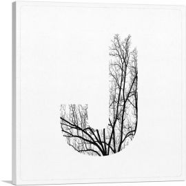 Tree Branches Alphabet Letter J-1-Panel-26x26x.75 Thick