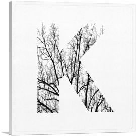 Tree Branches Alphabet Letter K-1-Panel-36x36x1.5 Thick