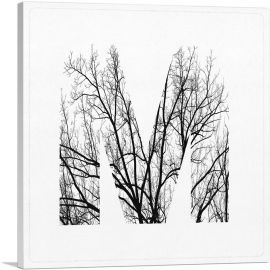 Tree Branches Alphabet Letter M-1-Panel-12x12x1.5 Thick
