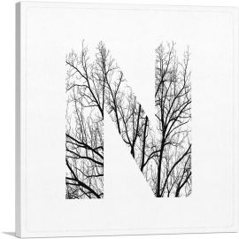 Tree Branches Alphabet Letter N-1-Panel-18x18x1.5 Thick