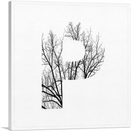 Tree Branches Alphabet Letter P-1-Panel-36x36x1.5 Thick
