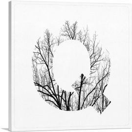 Tree Branches Alphabet Letter Q-1-Panel-36x36x1.5 Thick