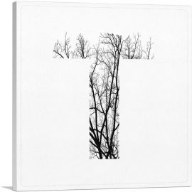 Tree Branches Alphabet Letter T-1-Panel-12x12x1.5 Thick