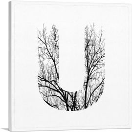 Tree Branches Alphabet Letter U-1-Panel-18x18x1.5 Thick