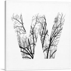 Tree Branches Alphabet Letter W-1-Panel-18x18x1.5 Thick