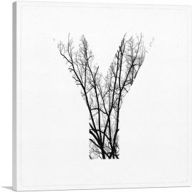 Tree Branches Alphabet Letter Y-1-Panel-12x12x1.5 Thick