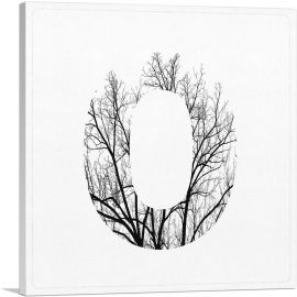 Tree Branches Alphabet Number 0 Zero Numeral-1-Panel-12x12x1.5 Thick