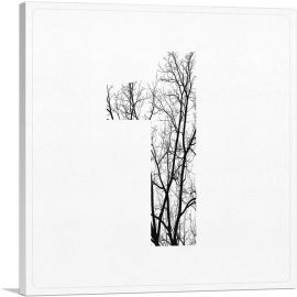 Tree Branches Alphabet Number 1 One Numeral-1-Panel-12x12x1.5 Thick
