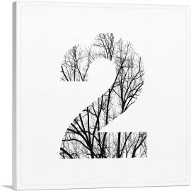 Tree Branches Alphabet Number 2 Two Numeral-1-Panel-12x12x1.5 Thick