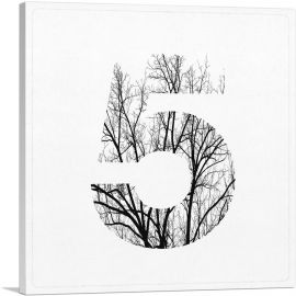 Tree Branches Alphabet Number 5 Five Numeral-1-Panel-12x12x1.5 Thick