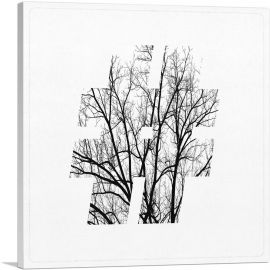 Tree Branches Alphabet Number Sign Hash Tag Pound-1-Panel-18x18x1.5 Thick