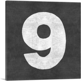 Chalkboard Number 9 Nine Numeral-1-Panel-18x18x1.5 Thick