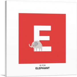 Kids Animal Alphabet Letter E-1-Panel-18x18x1.5 Thick