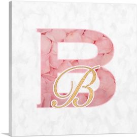 Chic Pink Gold Alphabet Letter B-1-Panel-18x18x1.5 Thick