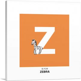 Kids Animal Alphabet Letter Z-1-Panel-26x26x.75 Thick