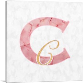 Chic Pink Gold Alphabet Letter C-1-Panel-12x12x1.5 Thick